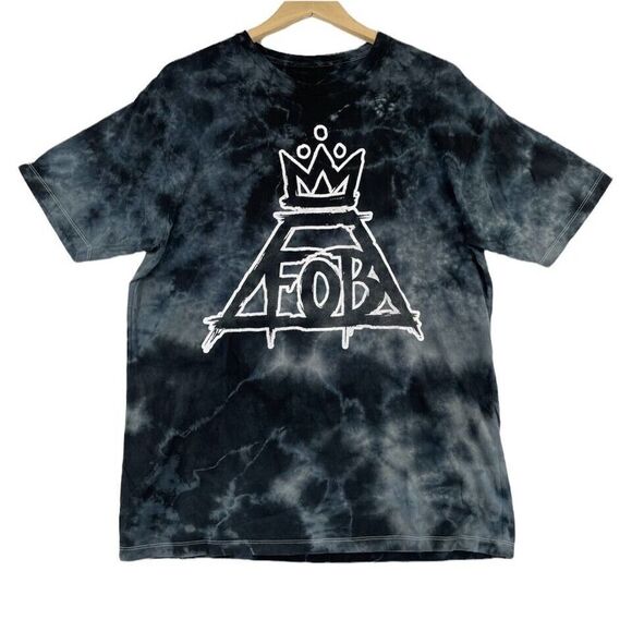 -Hot Topic Fall Out Boy Tie Dye Crown Logo Tee Blue/Black M - Picture 1 of 6